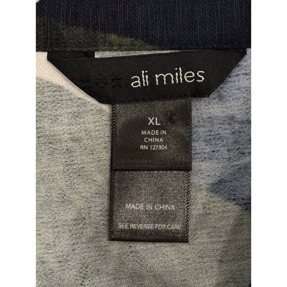 Ali Miles Womens Tunic Button-Up Top Abstract Blue White Lagenlook Size XL - Picture 4 of 8